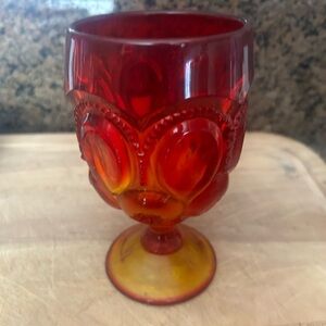 Red orange goblet glass vintage